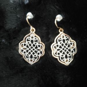 Beautiful WHBM decorative gold and white earrings.